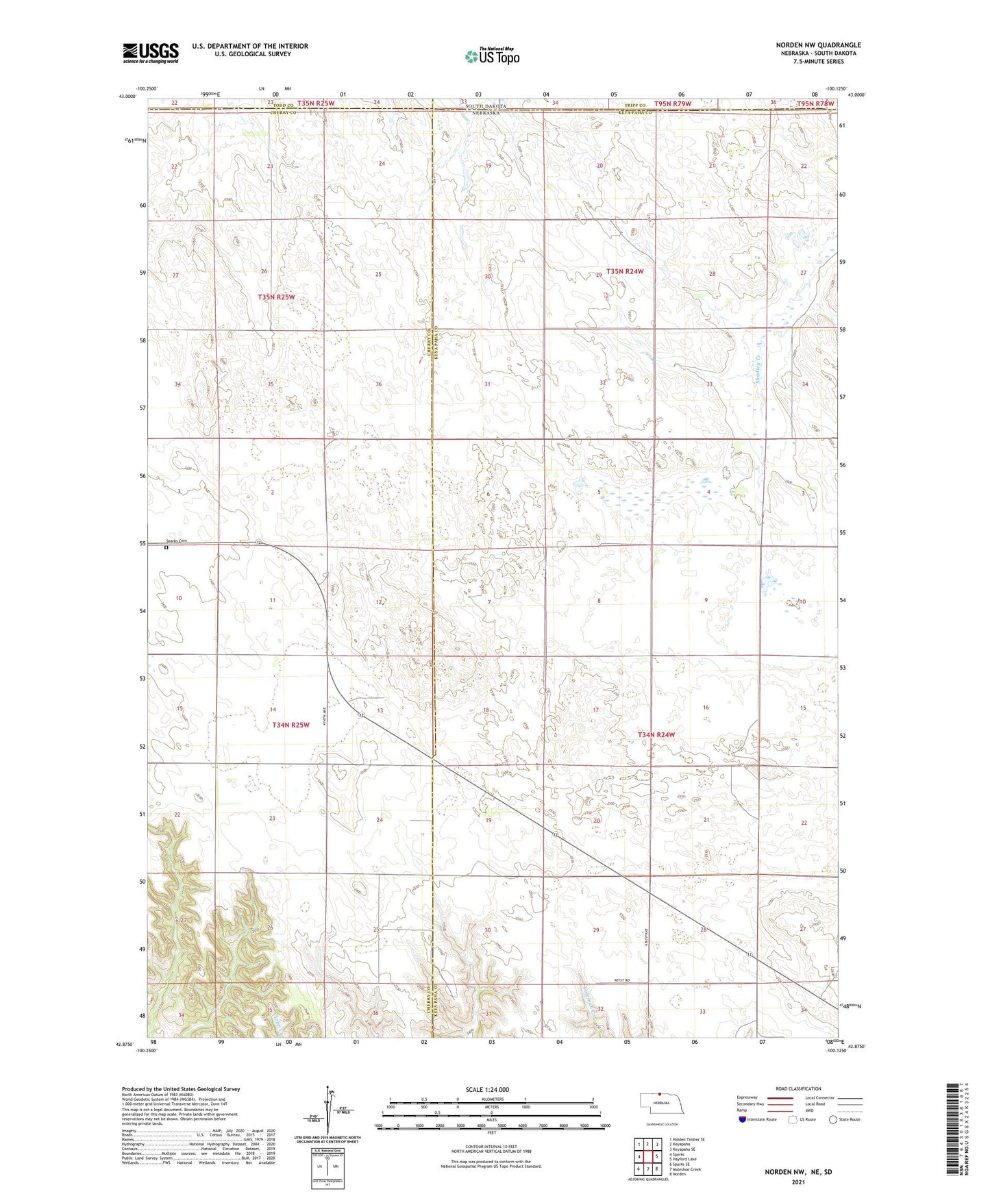 Norden NW Nebraska US Topo Map Image