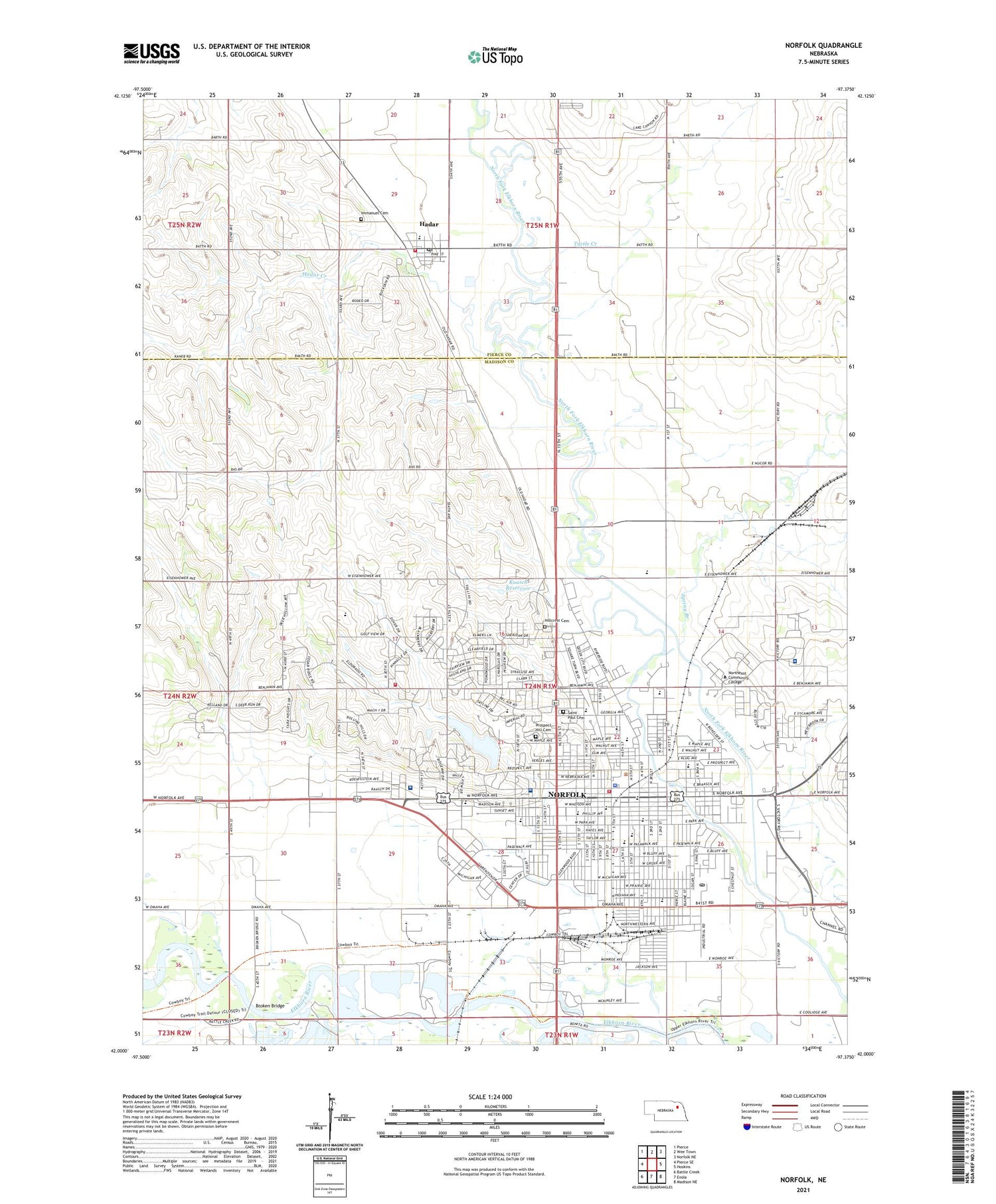 Norfolk Nebraska US Topo Map Image
