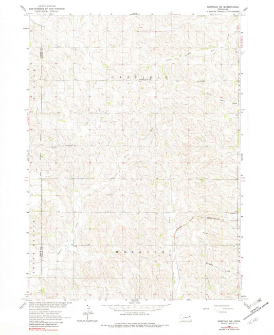 Classic USGS Norfolk NE Nebraska 7.5'x7.5' Topo Map Image
