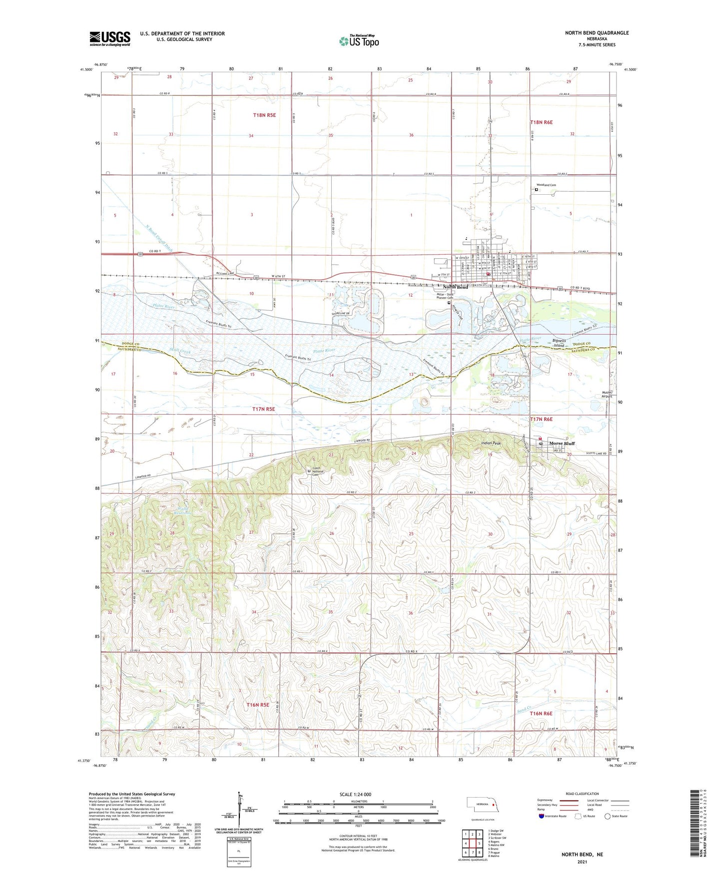 North Bend Nebraska US Topo Map Image