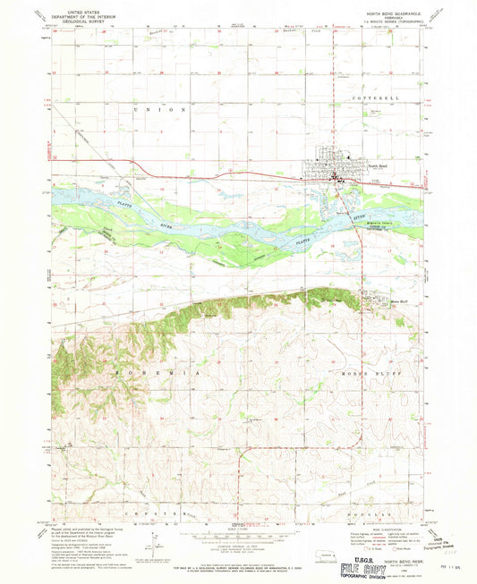 Classic USGS North Bend Nebraska 7.5'x7.5' Topo Map Image