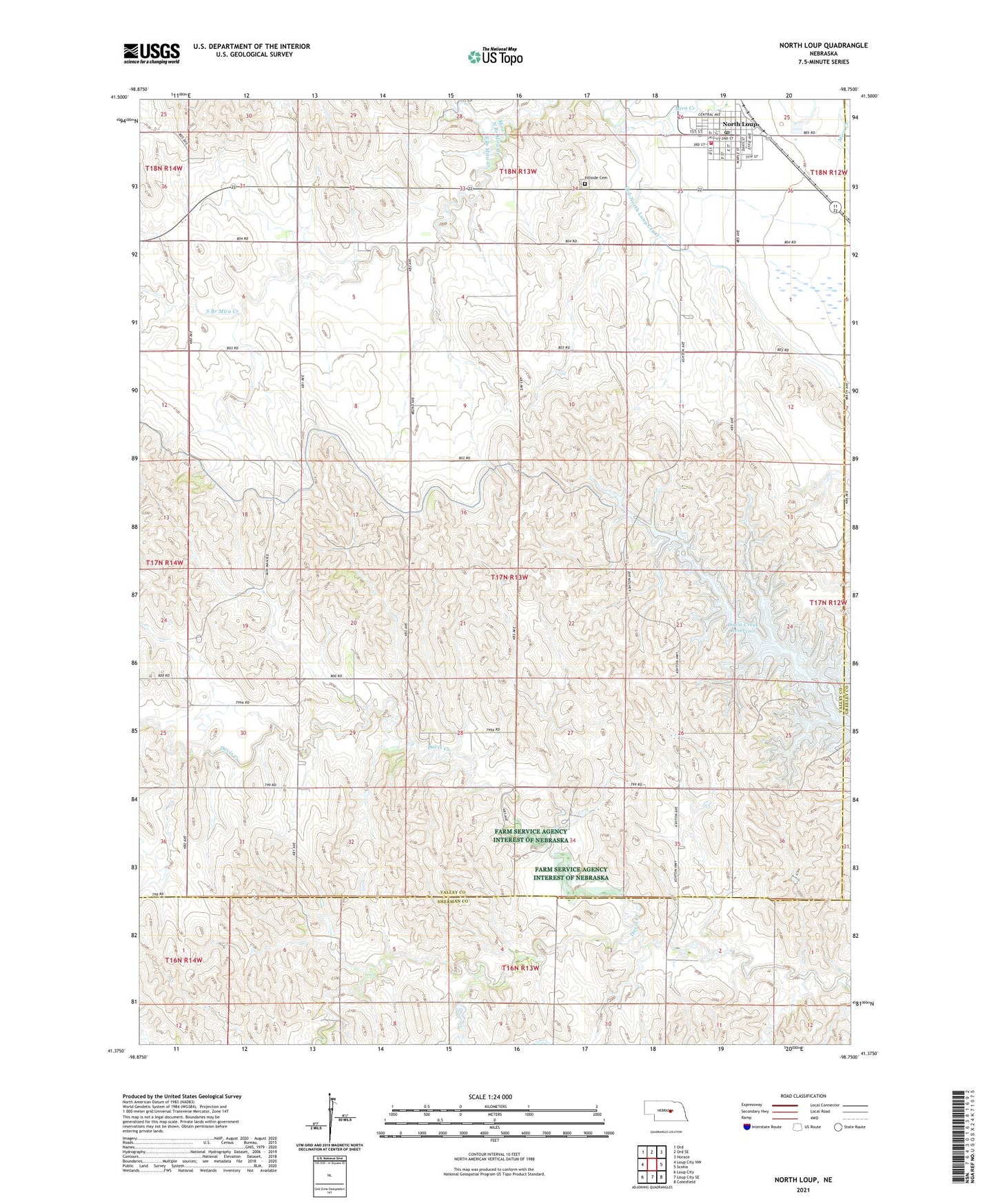 North Loup Nebraska US Topo Map Image