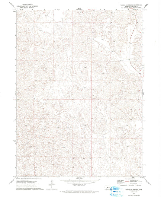 Classic USGS North of Hershey Nebraska 7.5'x7.5' Topo Map Image