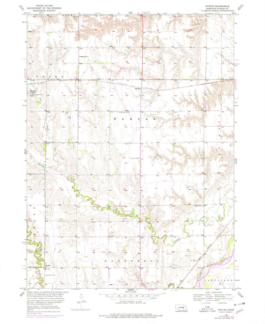 Classic USGS Nysted Nebraska 7.5'x7.5' Topo Map Image