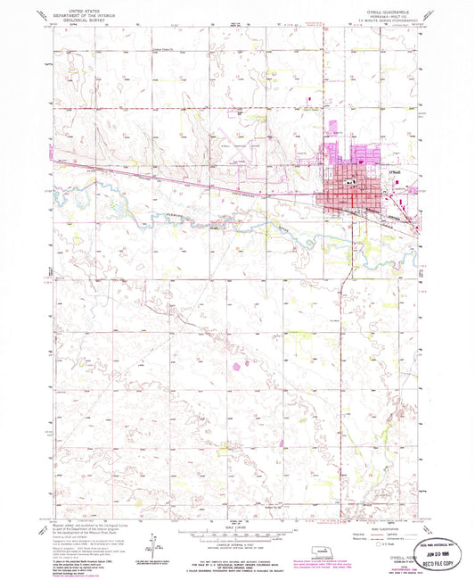 Classic USGS O'Neill Nebraska 7.5'x7.5' Topo Map Image