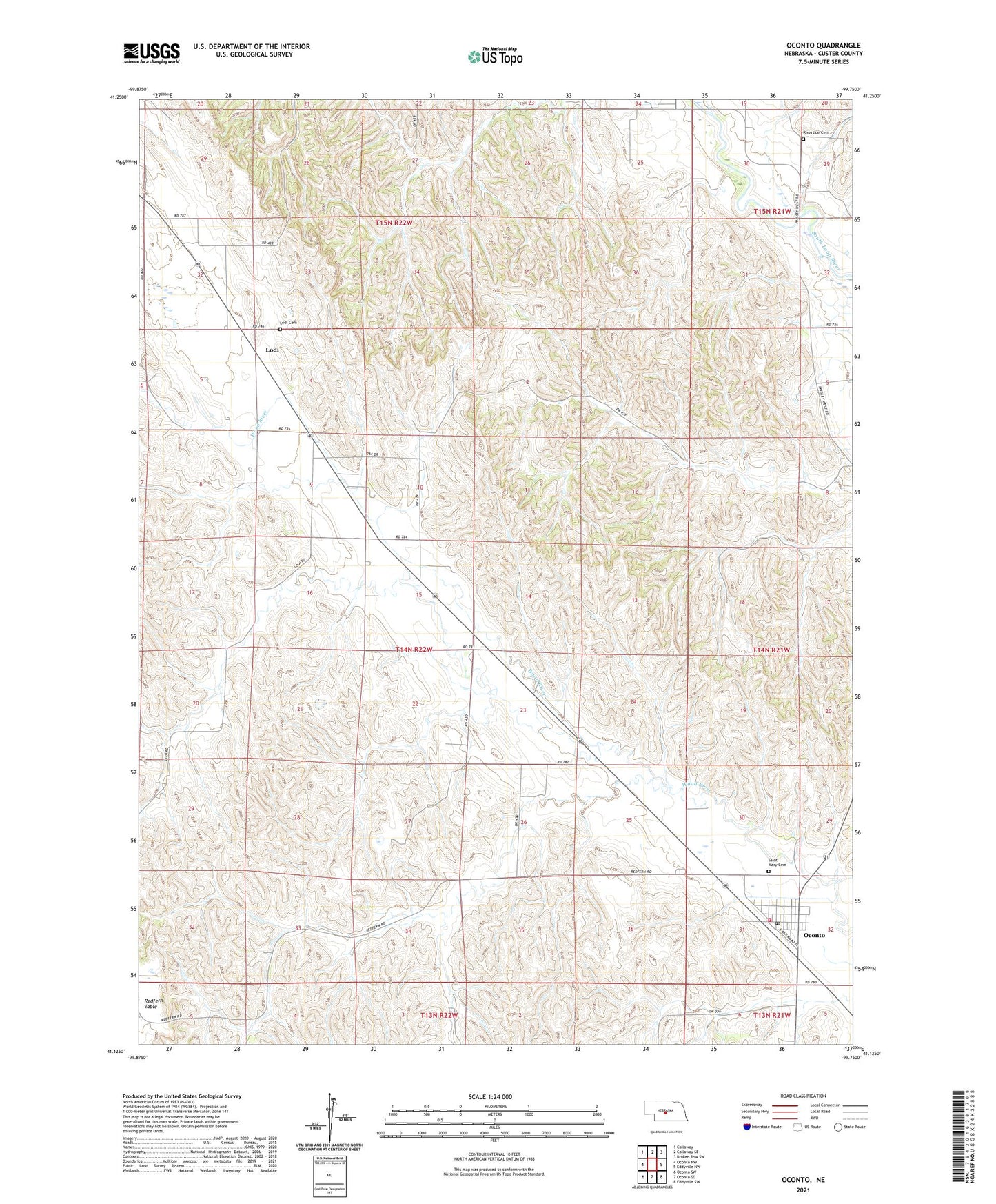Oconto Nebraska US Topo Map Image