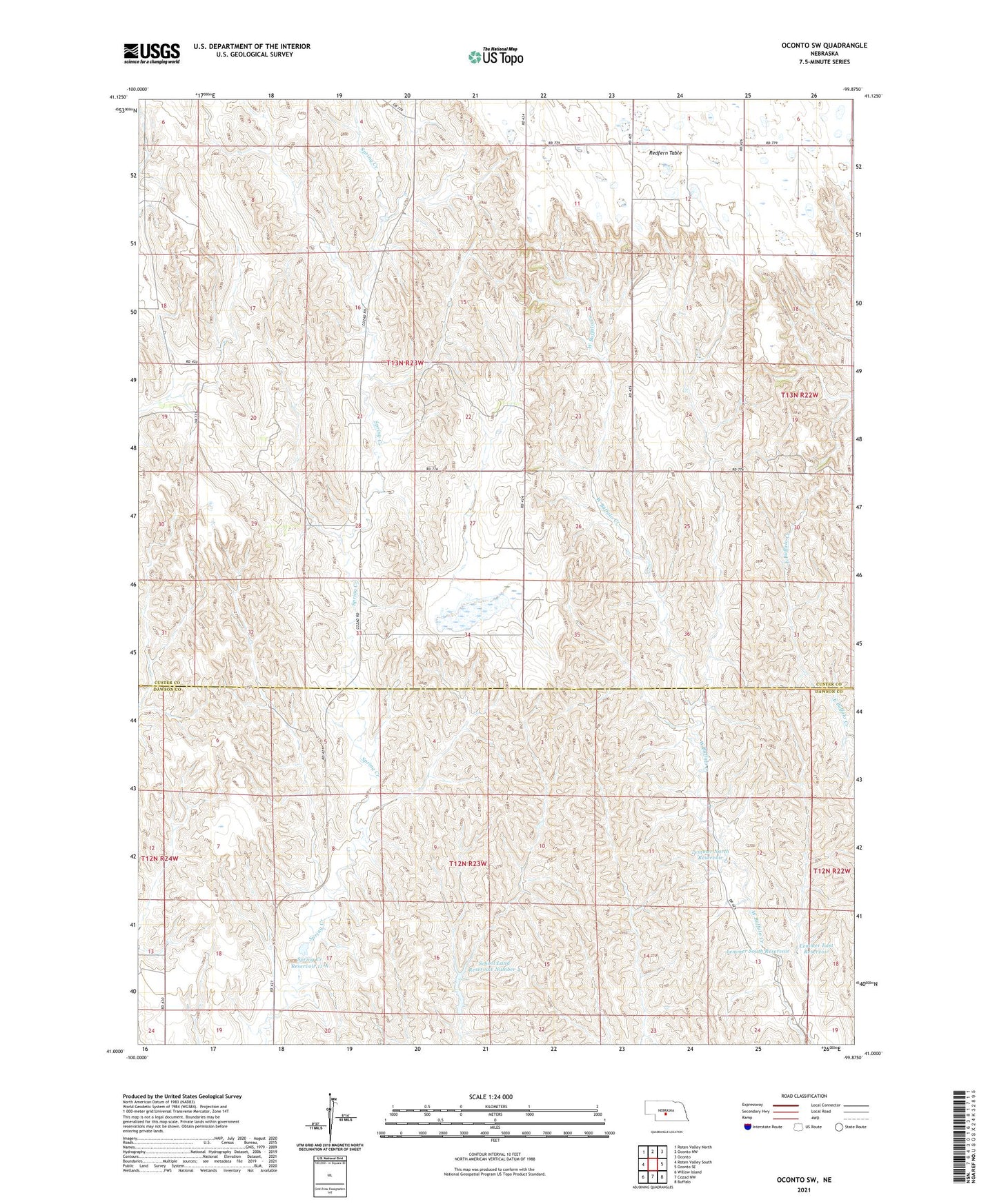 Oconto SW Nebraska US Topo Map Image