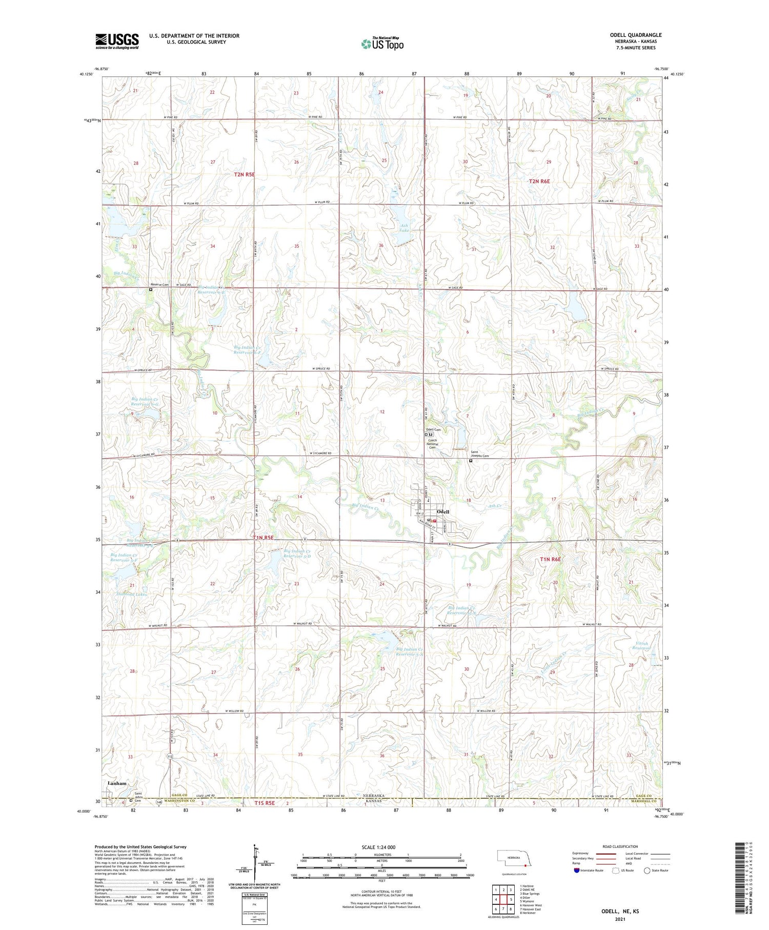 Odell Nebraska US Topo Map Image