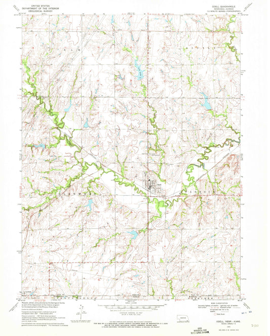 Classic USGS Odell Nebraska 7.5'x7.5' Topo Map Image