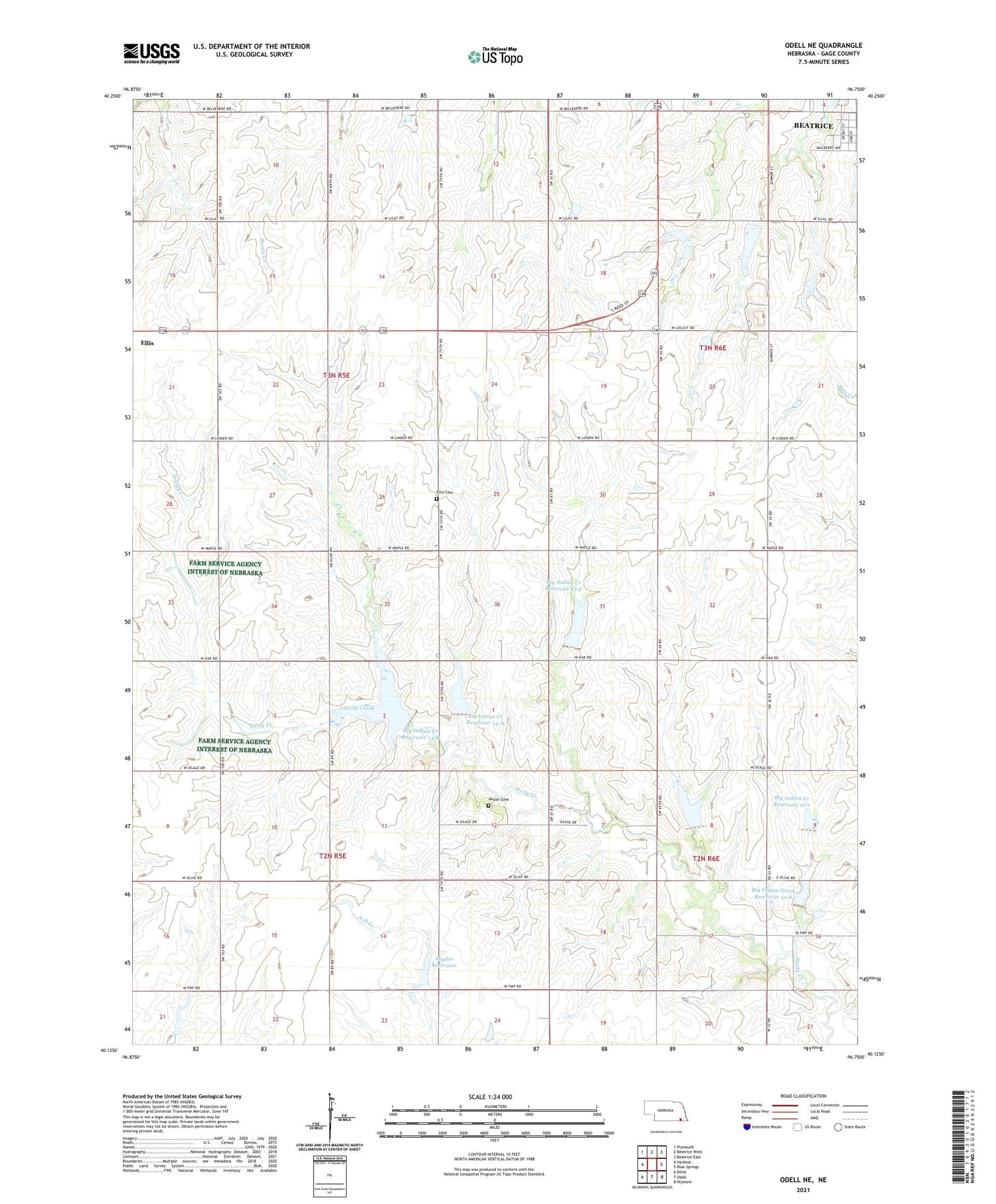 Odell NE Nebraska US Topo Map Image