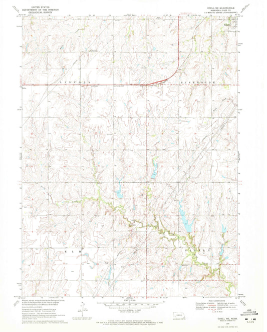 Classic USGS Odell NE Nebraska 7.5'x7.5' Topo Map Image