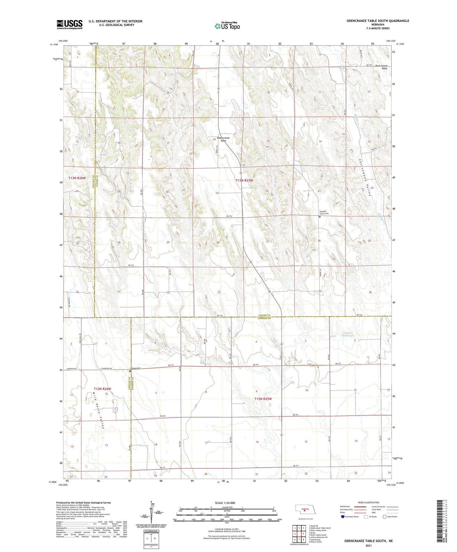 Odencranze Table South Nebraska US Topo Map Image