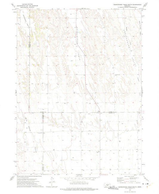 Classic USGS Odencranze Table South Nebraska 7.5'x7.5' Topo Map Image