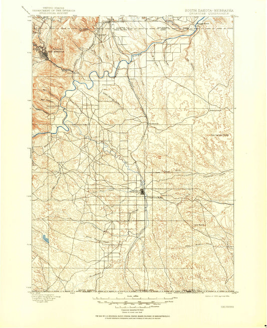Historic 1900 Oelrichs South Dakota 30'x30' Topo Map Image