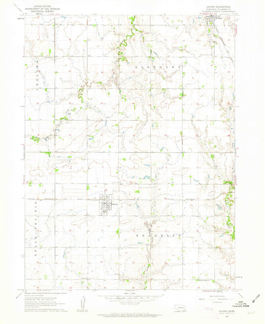 Classic USGS Ohiowa Nebraska 7.5'x7.5' Topo Map Image