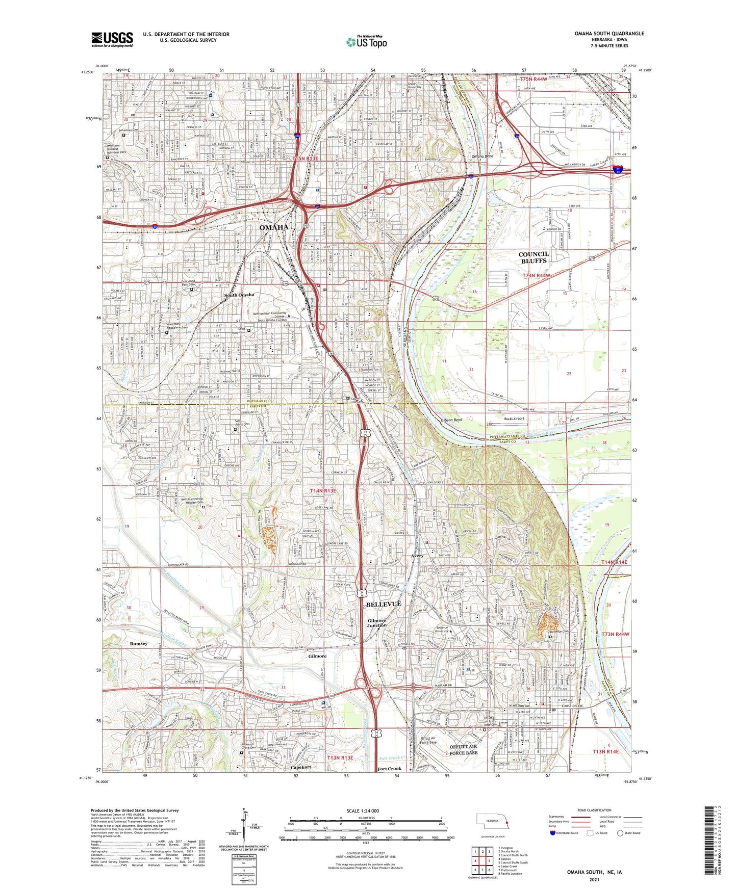 Omaha South Nebraska US Topo Map Image