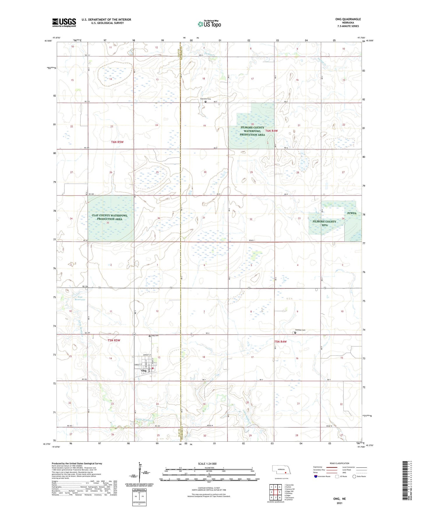 Ong Nebraska US Topo Map Image