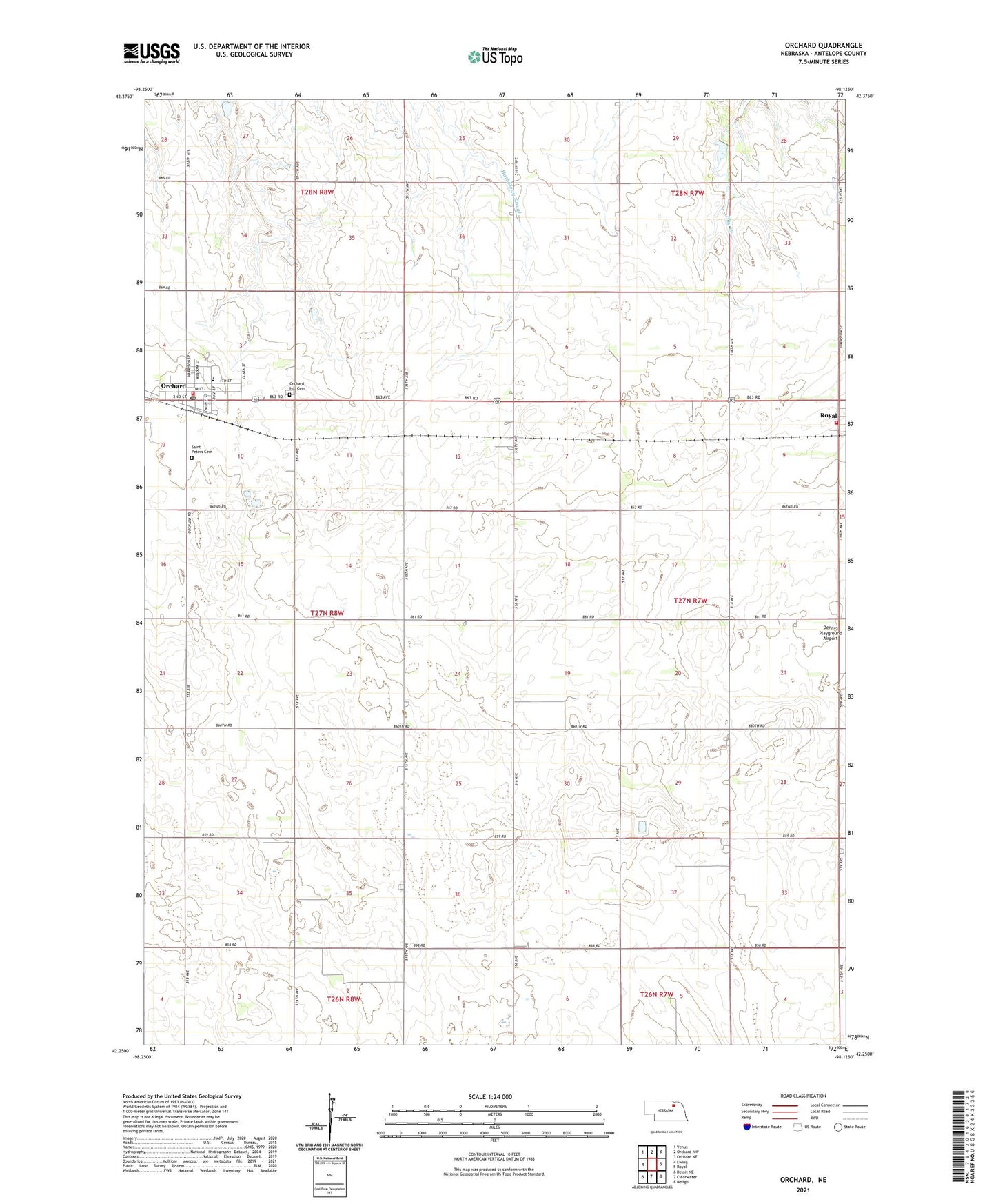 Orchard Nebraska US Topo Map Image