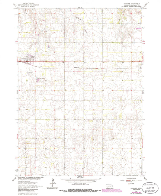 Classic USGS Orchard Nebraska 7.5'x7.5' Topo Map Image