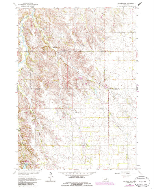 Classic USGS Orchard NE Nebraska 7.5'x7.5' Topo Map Image