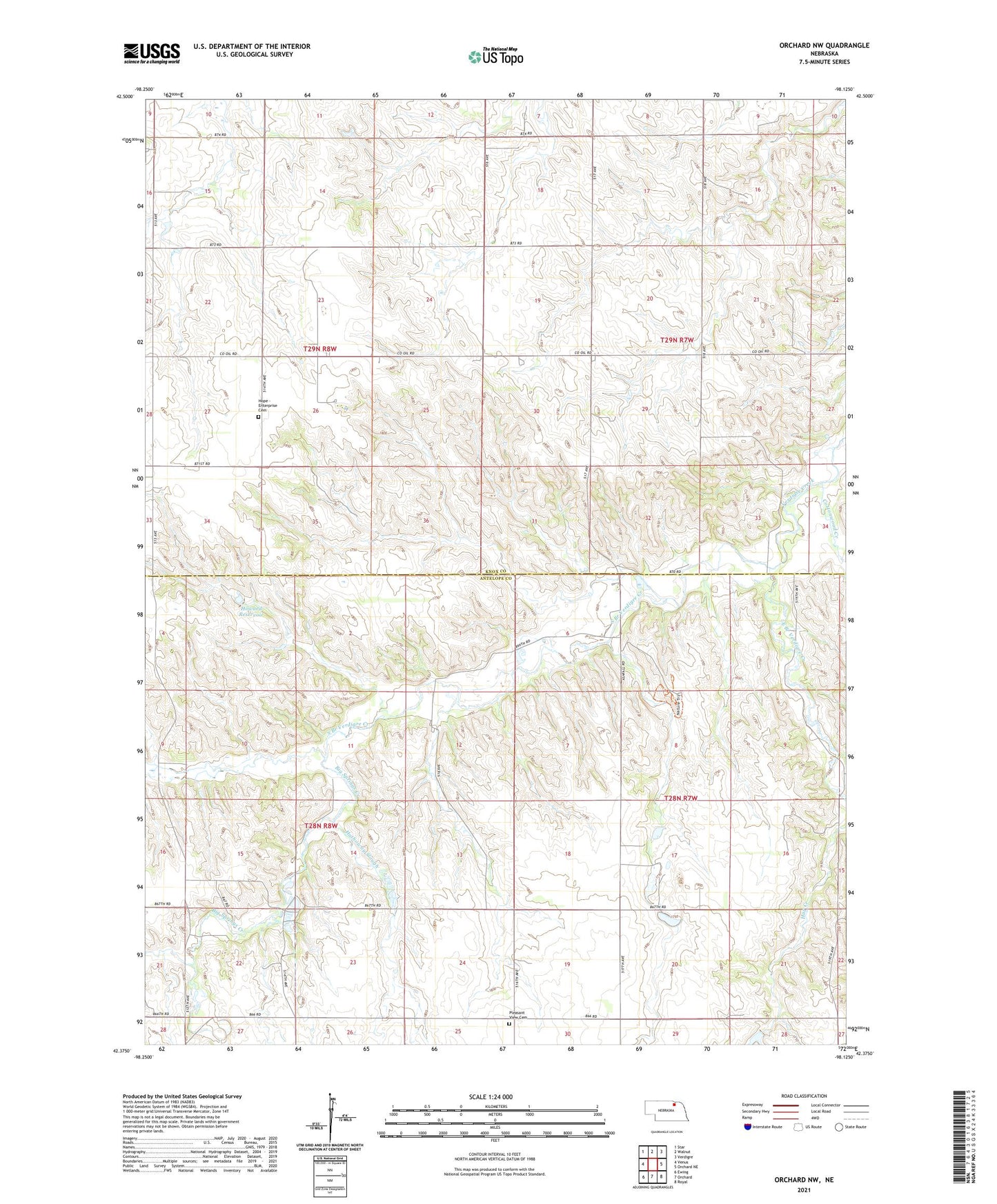 Orchard NW Nebraska US Topo Map Image