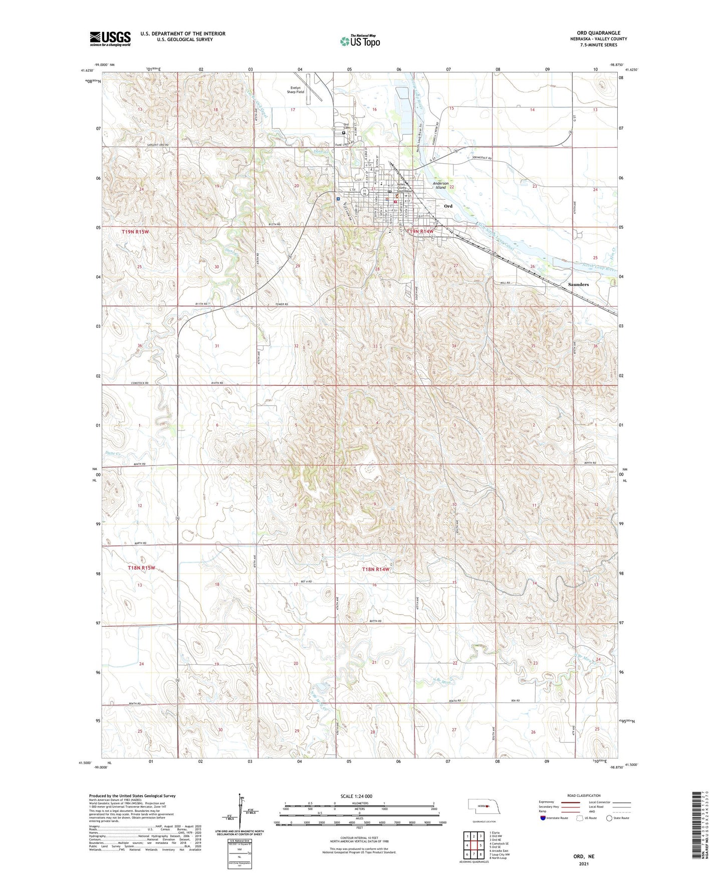 Ord Nebraska US Topo Map Image
