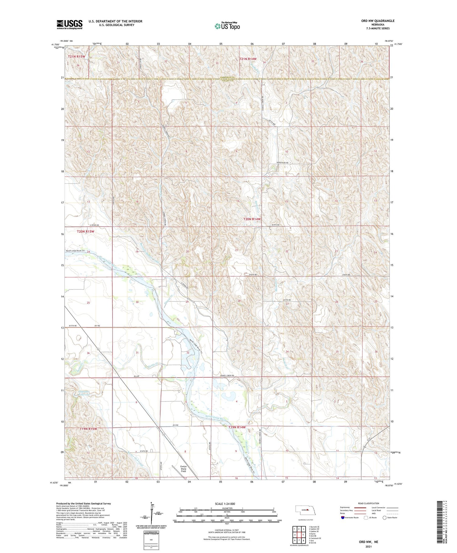 Ord NW Nebraska US Topo Map Image