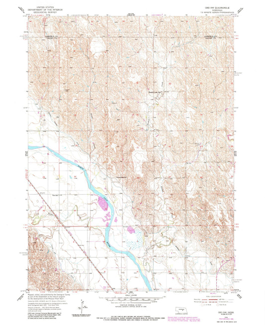 Classic USGS Ord NW Nebraska 7.5'x7.5' Topo Map Image