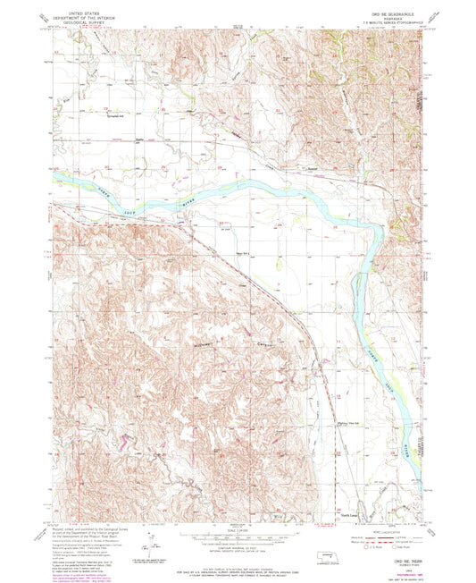 Classic USGS Ord SE Nebraska 7.5'x7.5' Topo Map Image