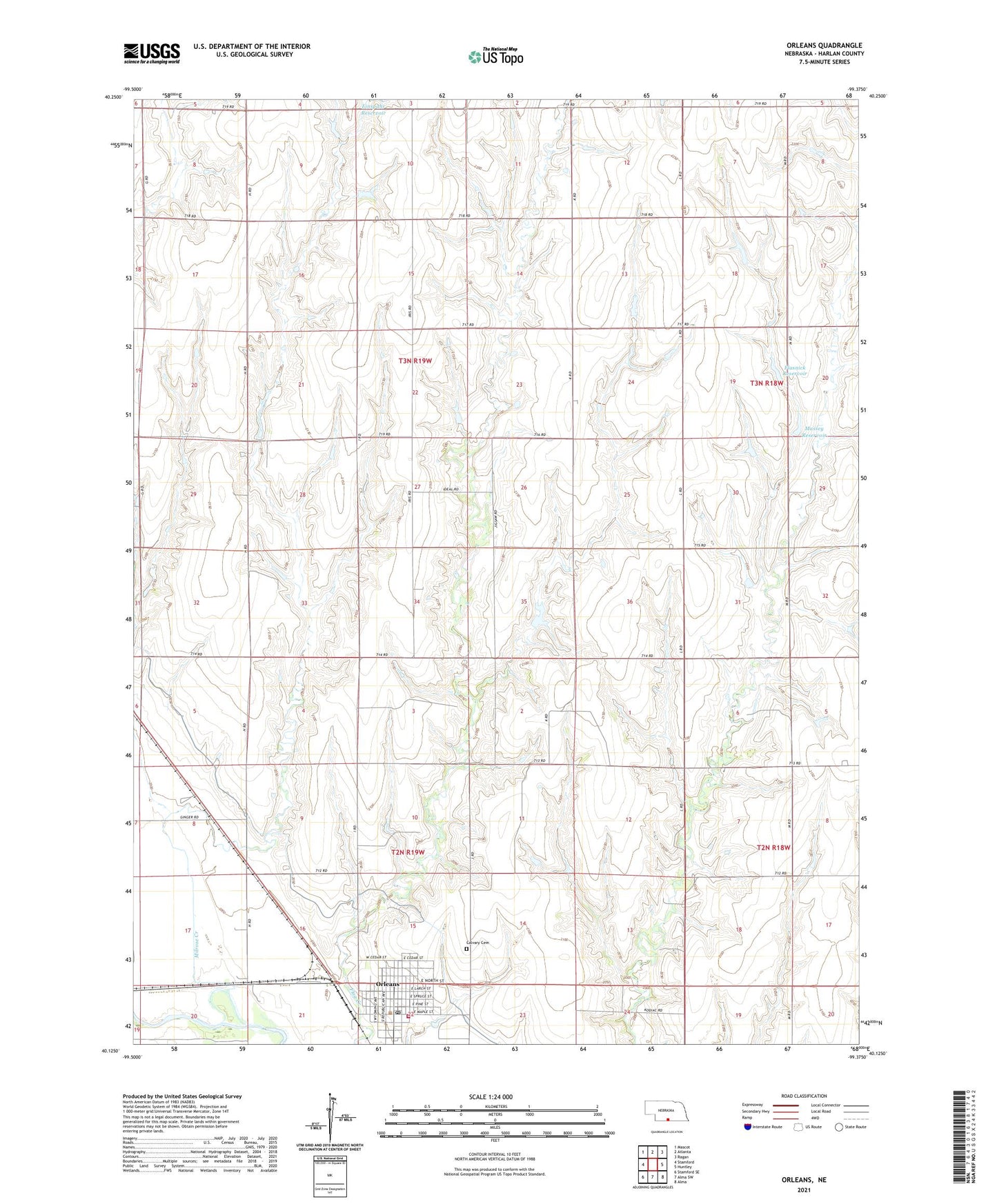 Orleans Nebraska US Topo Map Image