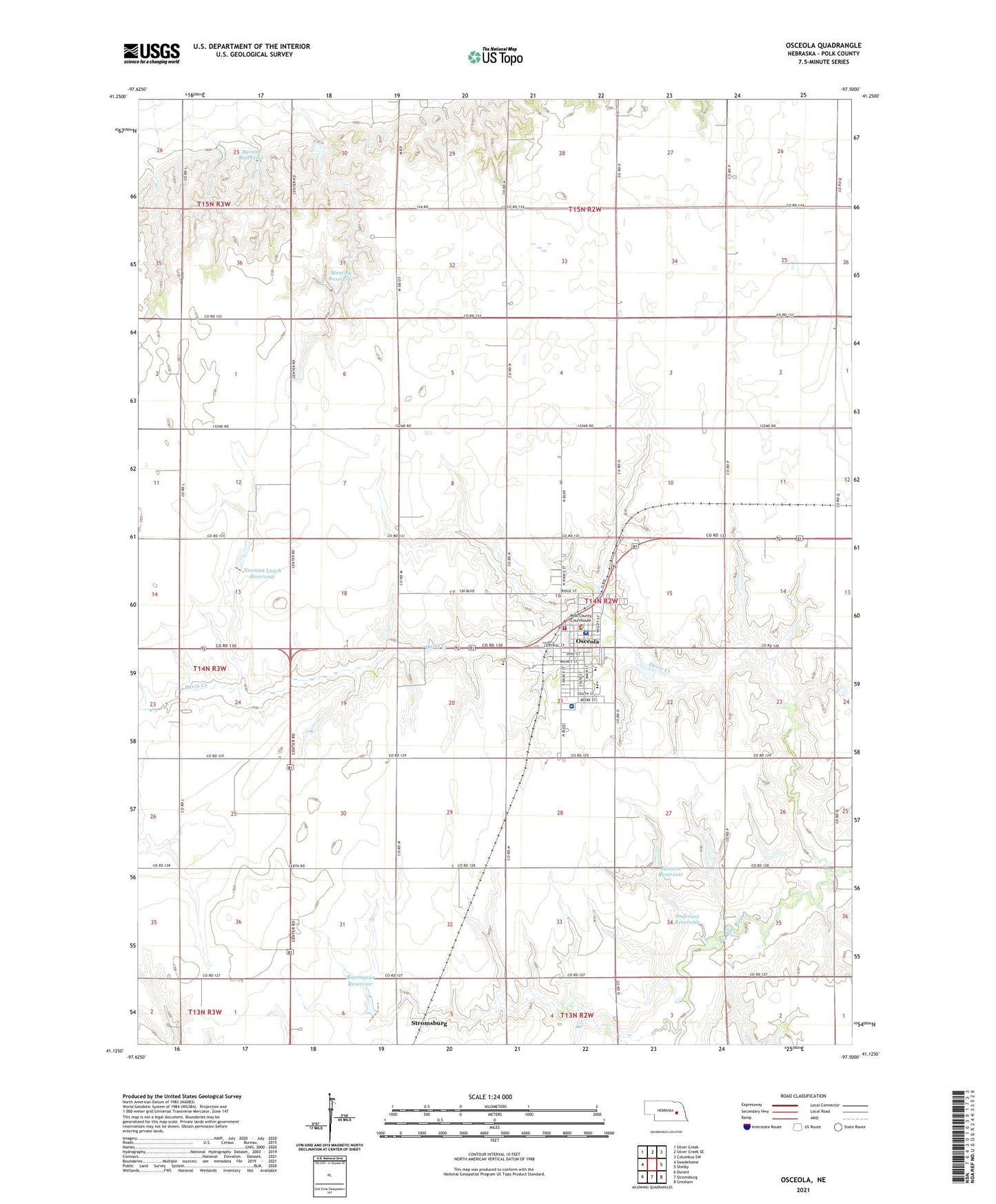 Osceola Nebraska US Topo Map Image