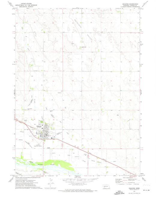 Classic USGS Oshkosh Nebraska 7.5'x7.5' Topo Map Image
