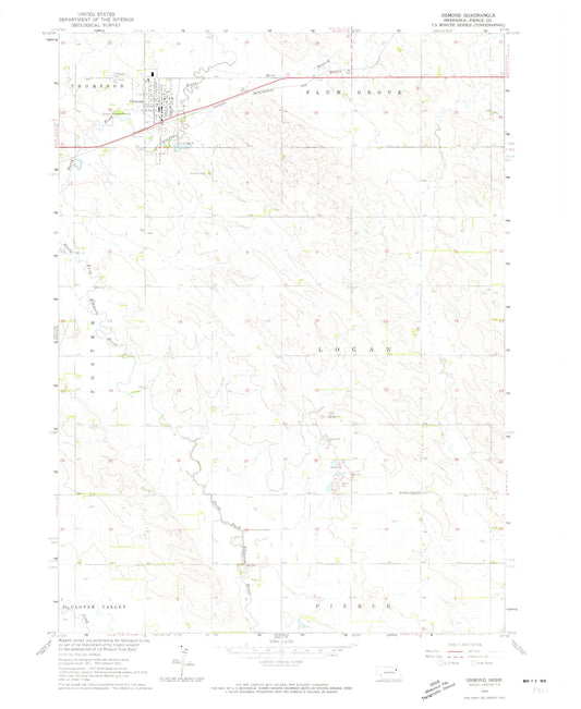 Classic USGS Osmond Nebraska 7.5'x7.5' Topo Map Image