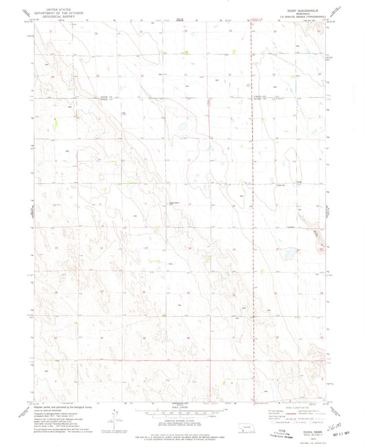 Classic USGS Ough Nebraska 7.5'x7.5' Topo Map Image