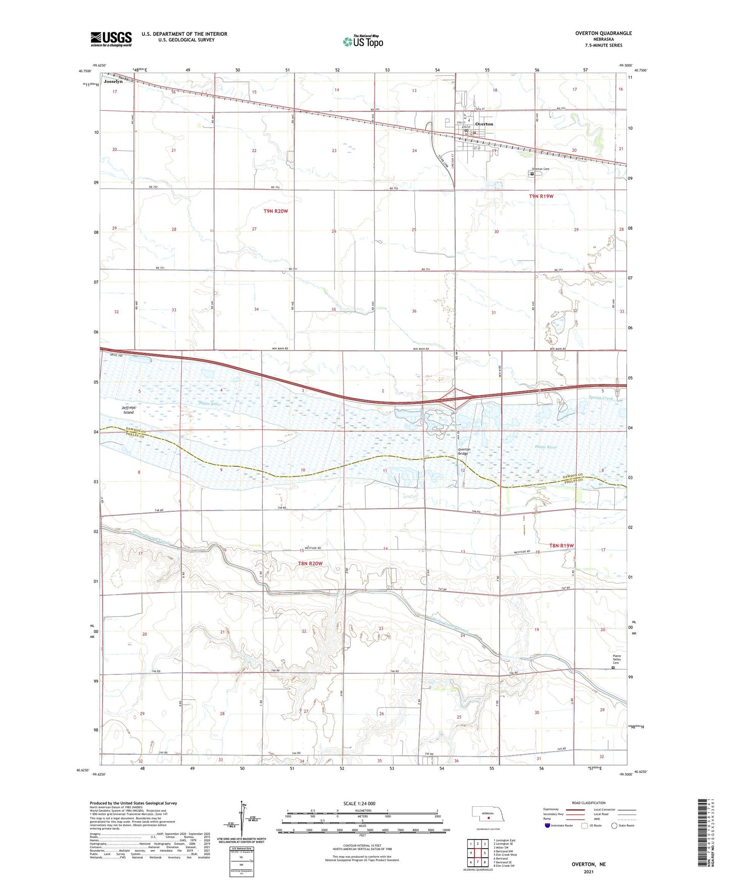 Overton Nebraska US Topo Map Image