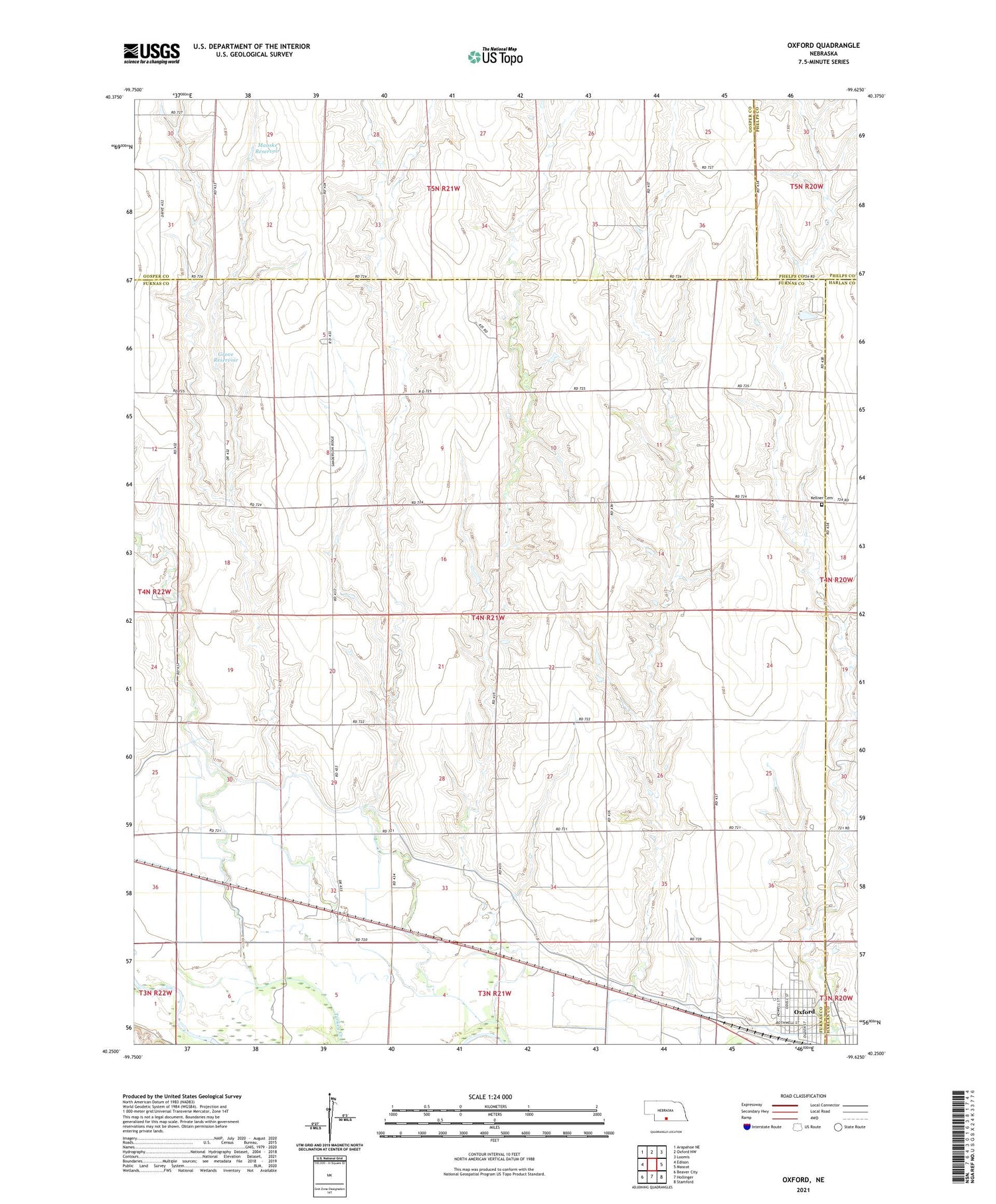 Oxford Nebraska US Topo Map Image