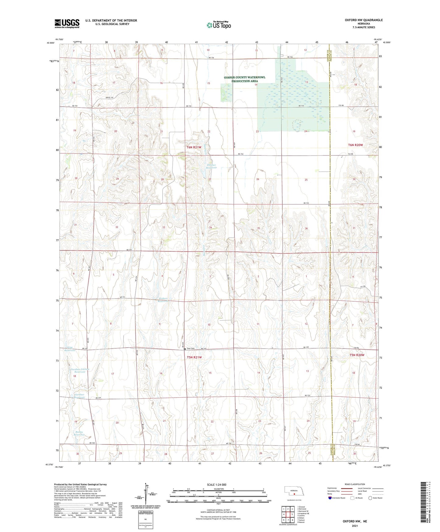 Oxford NW Nebraska US Topo Map Image