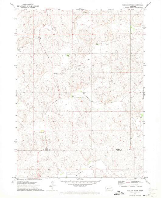 Classic USGS Packard Ranch Nebraska 7.5'x7.5' Topo Map Image