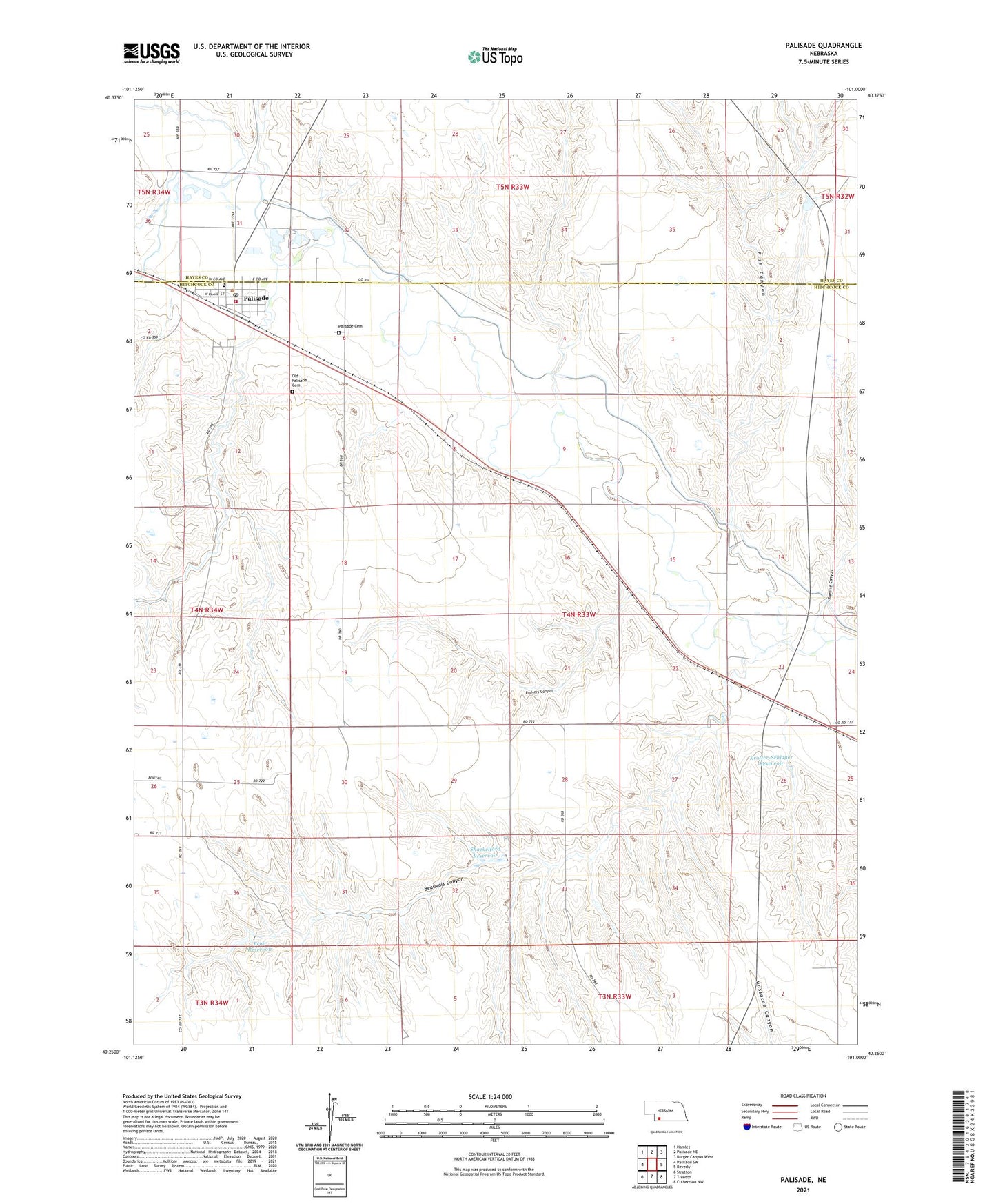 Palisade Nebraska US Topo Map Image