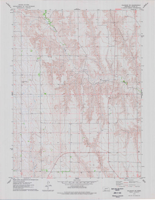 Classic USGS Palisade NE Nebraska 7.5'x7.5' Topo Map Image