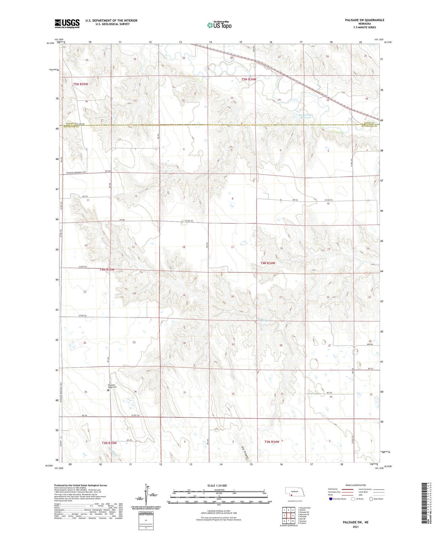 Palisade SW Nebraska US Topo Map Image