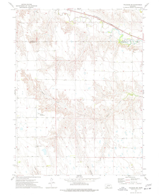 Classic USGS Palisade SW Nebraska 7.5'x7.5' Topo Map Image
