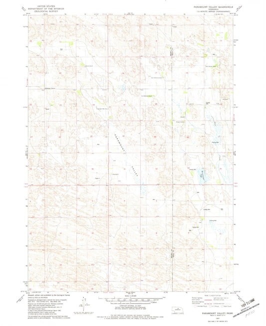Classic USGS Paramount Valley Nebraska 7.5'x7.5' Topo Map Image
