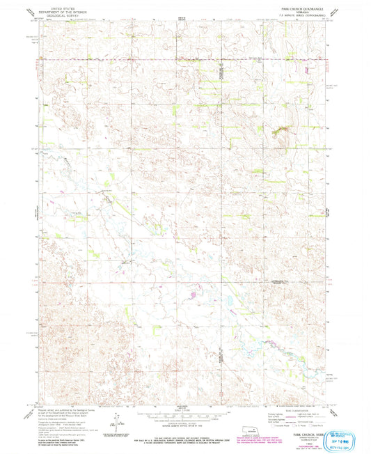 Classic USGS Park Church Nebraska 7.5'x7.5' Topo Map Image