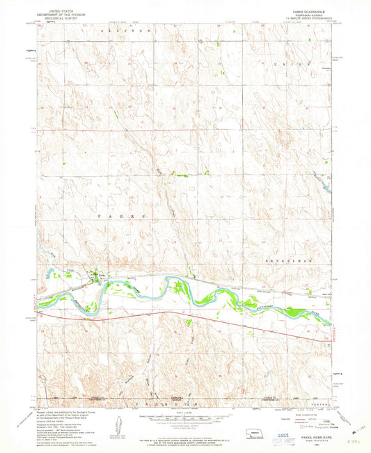 Classic USGS Parks Nebraska 7.5'x7.5' Topo Map Image