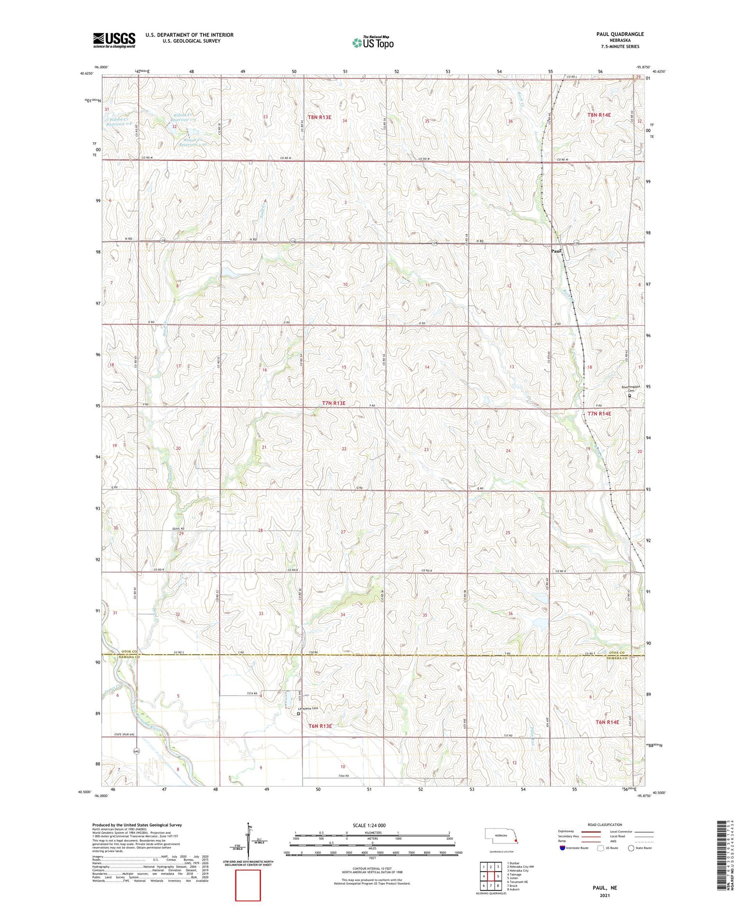 Paul Nebraska US Topo Map Image
