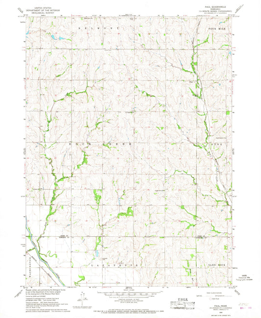 Classic USGS Paul Nebraska 7.5'x7.5' Topo Map Image