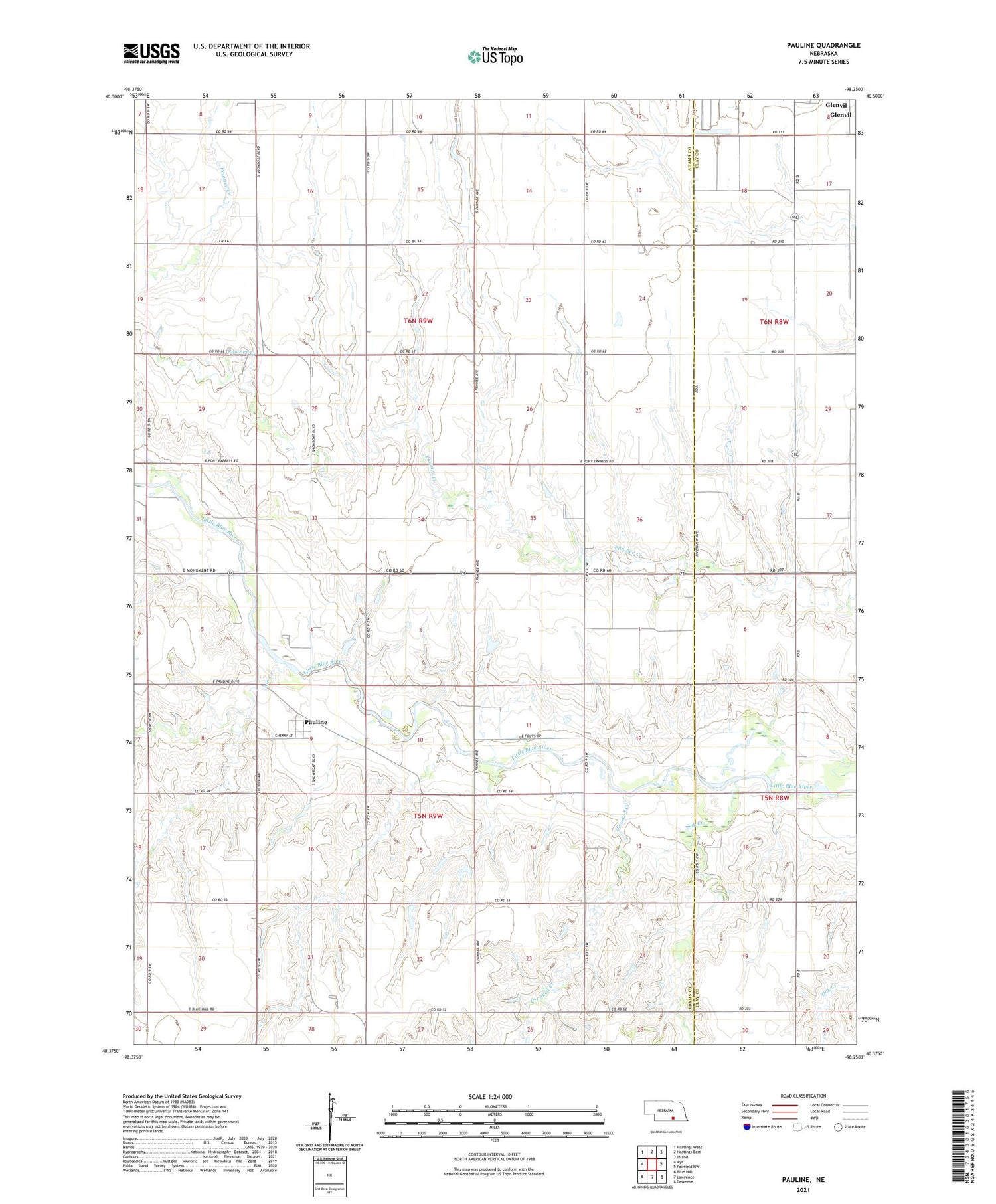 Pauline Nebraska US Topo Map Image