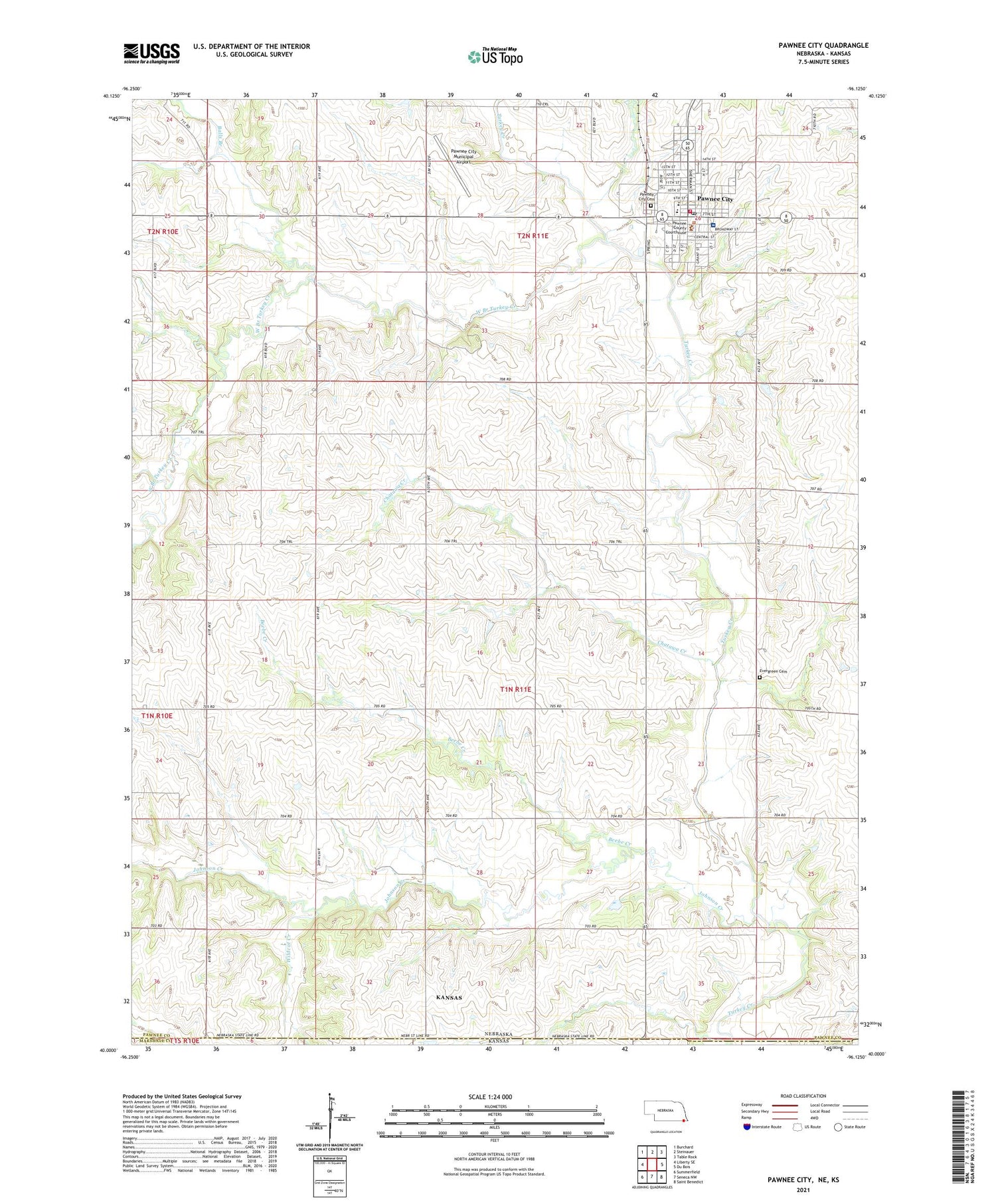 Pawnee City Nebraska US Topo Map Image