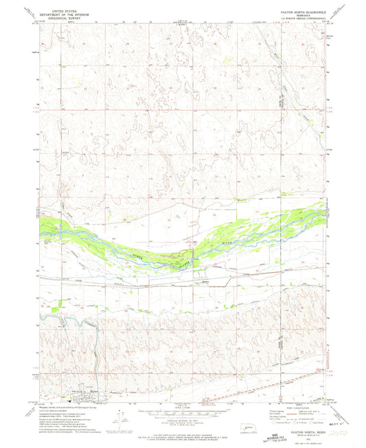 Classic USGS Paxton North Nebraska 7.5'x7.5' Topo Map Image